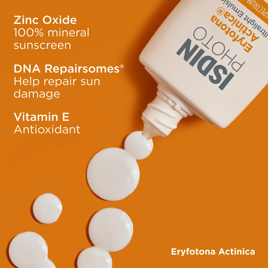 ISDIN Eryfotona Actinica SPF 50+ Mineral Sunscreen – No White Cast, Travel Size