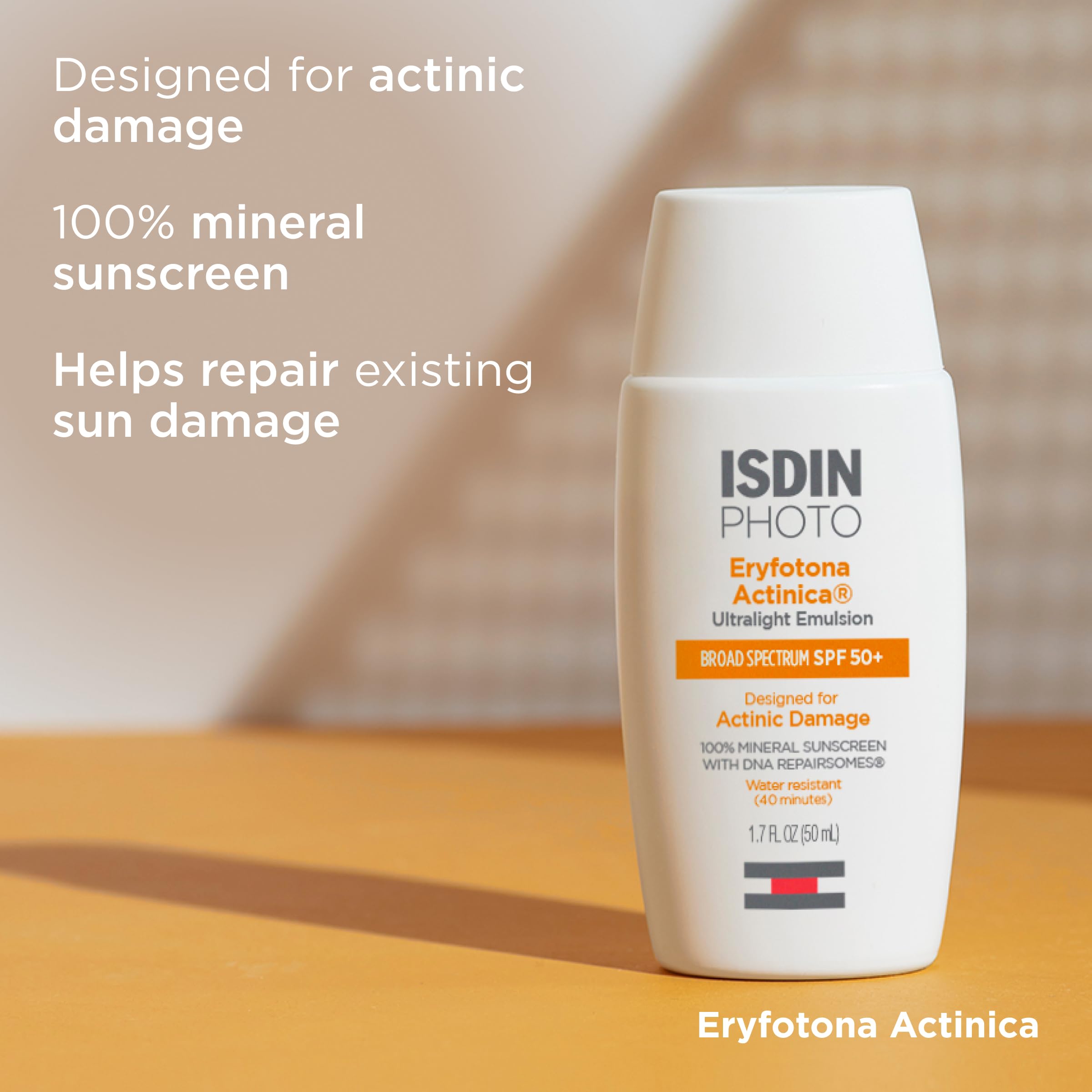 ISDIN Eryfotona Actinica SPF 50+ Mineral Sunscreen – No White Cast, Travel Size