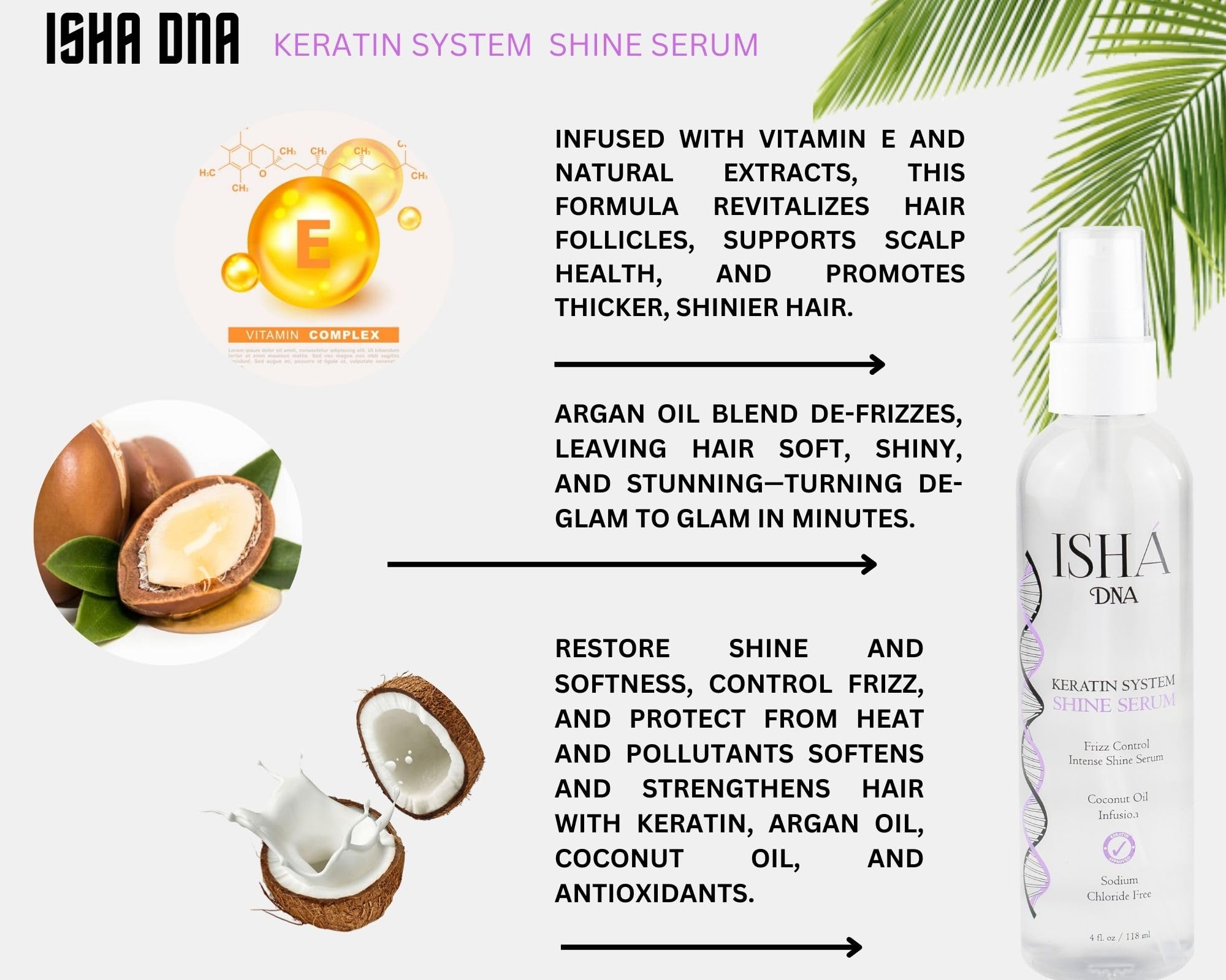 ISHA DNA Keratin Treatment System Hair Shine Serum Drops – Frizz Control & Instant Shine