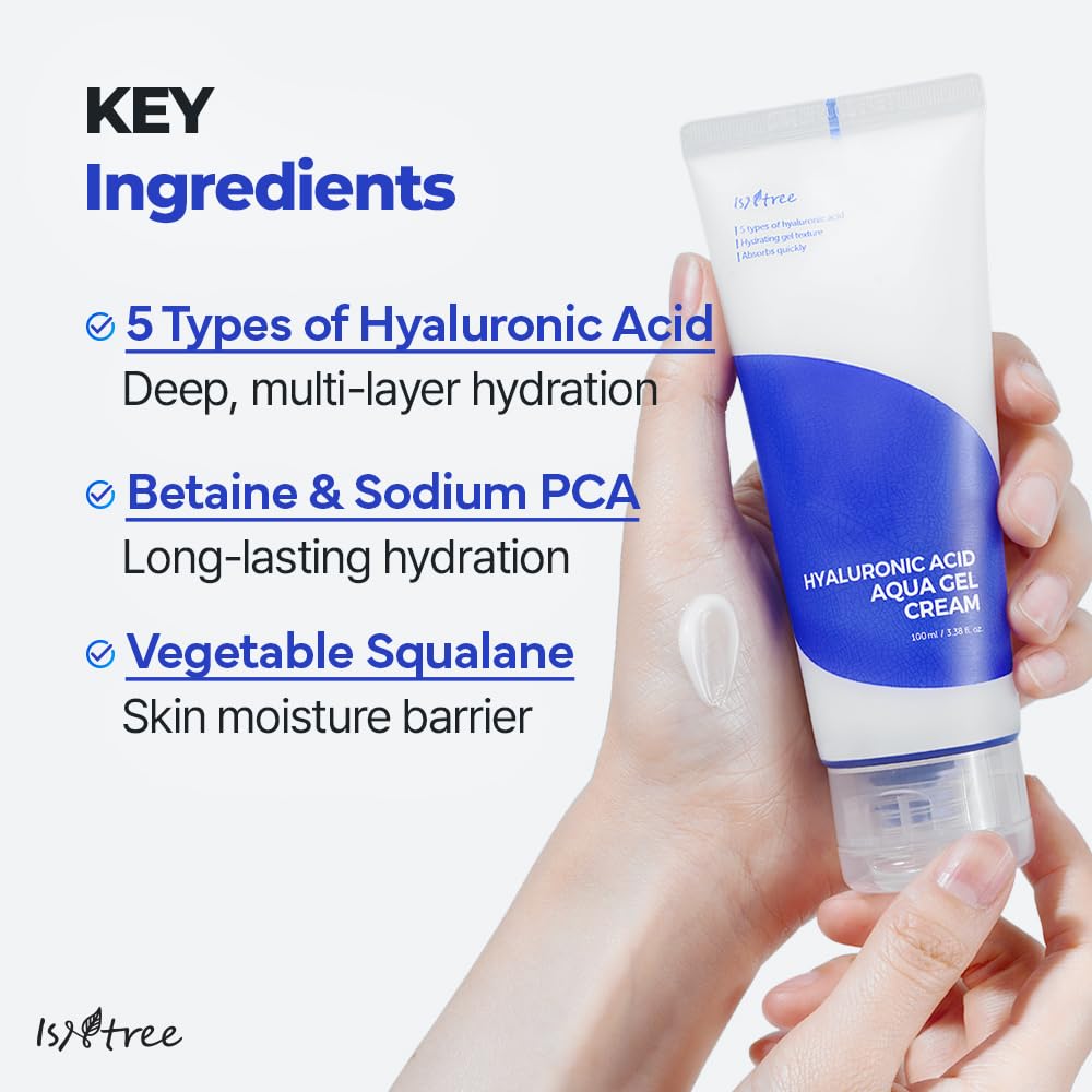 IsNtree Hyaluronic Acid Aqua Gel Cream 100ml – Lightweight, Quick-Absorbing Hydration for Oily to Combination Skin