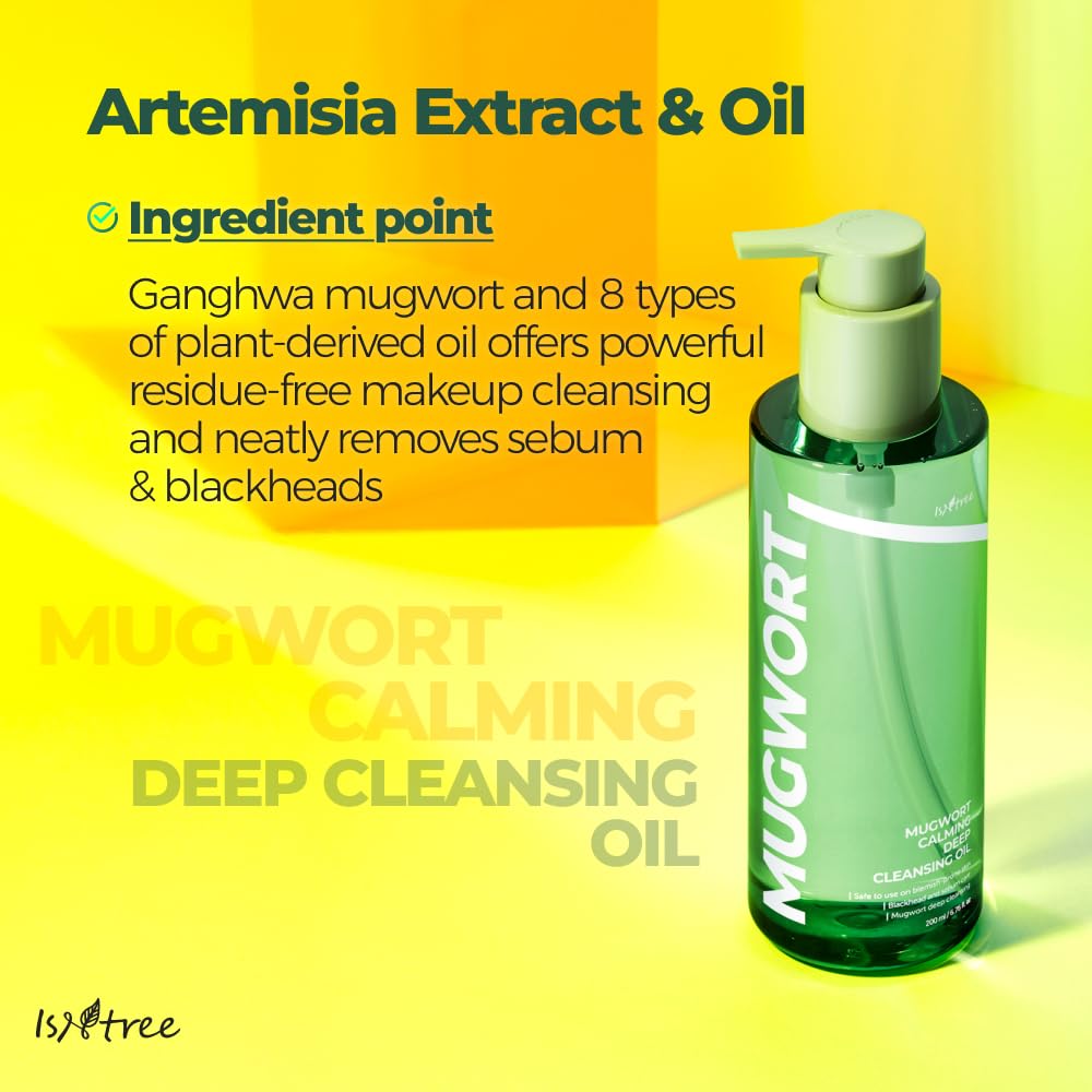 IsNtree Mugwort Calming Deep Cleansing Oil 200ml – Gentle, Non-Greasy Korean Oil Cleanser for Sensitive & Oily Skin