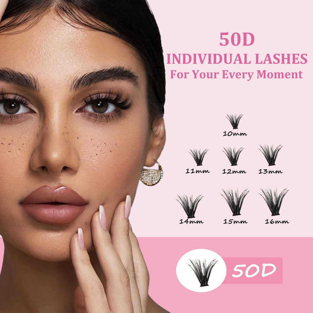 ISOOLU Fairy Lash Clusters Kit – DIY Lashes with Bond & Seal, 50D 9-16mm