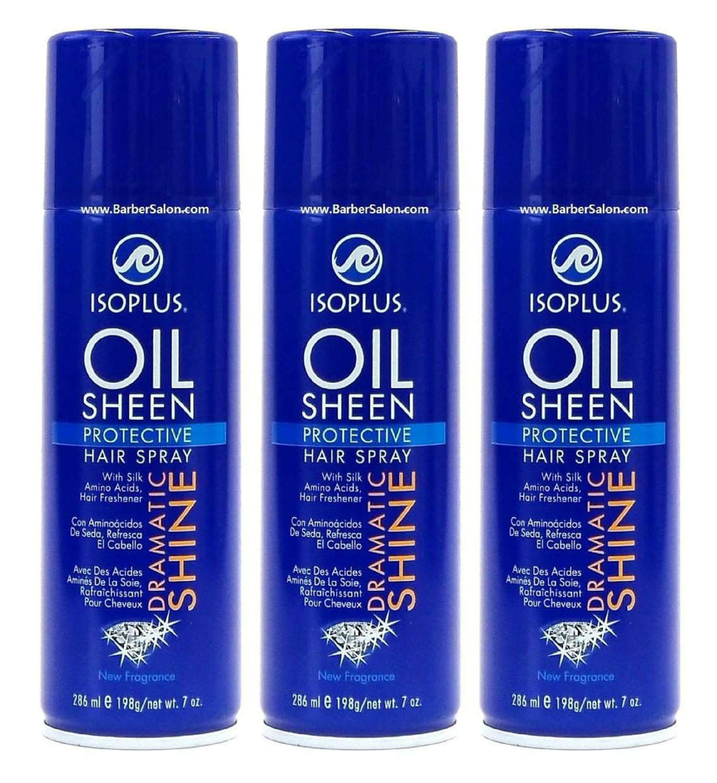 Isoplus Oil Sheen Hairspray 7 oz – Regular Pack of 3