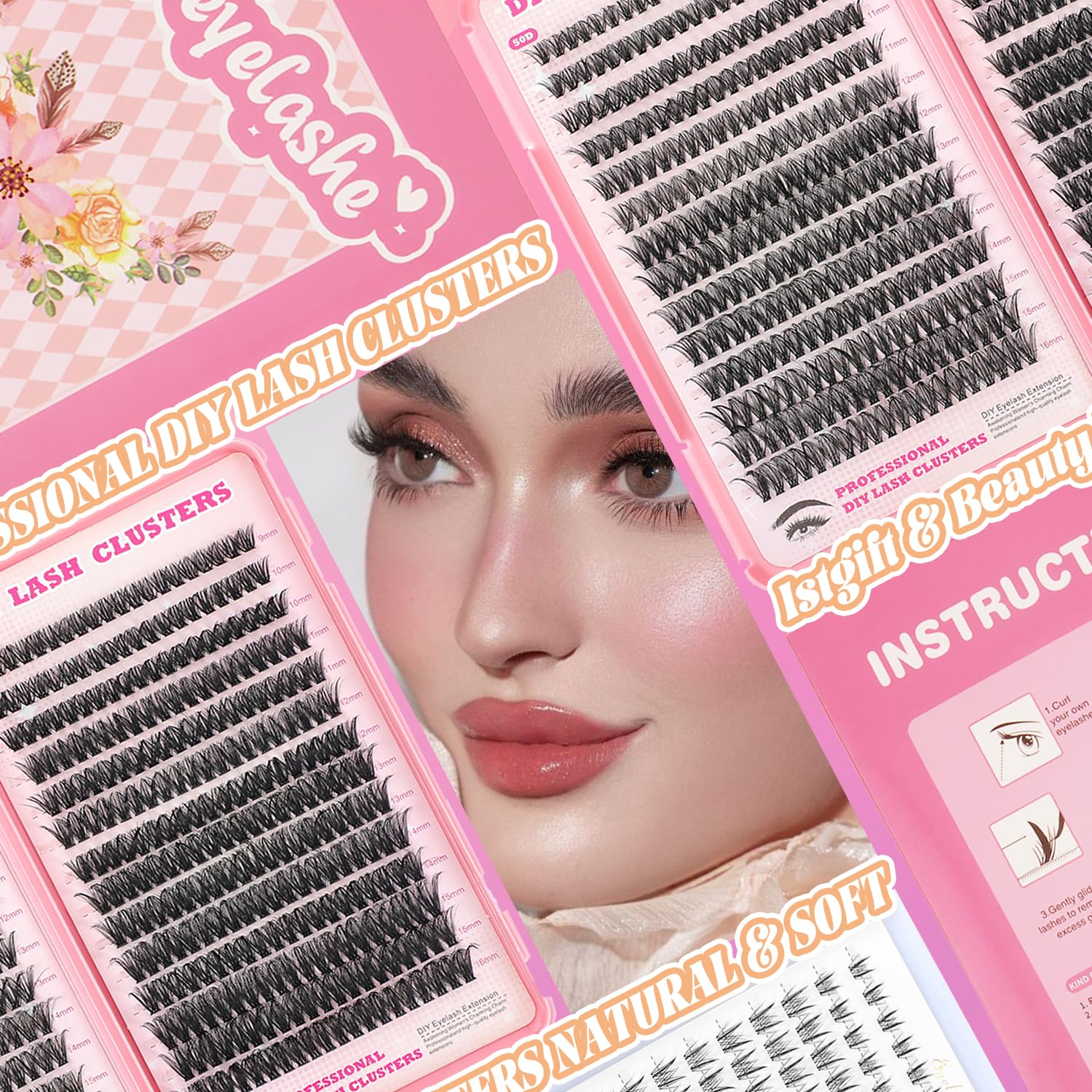 ISTGIFT Lash Clusters Kit | 560 Pcs 9-16mm D Curl Fluffy Wispy Extensions