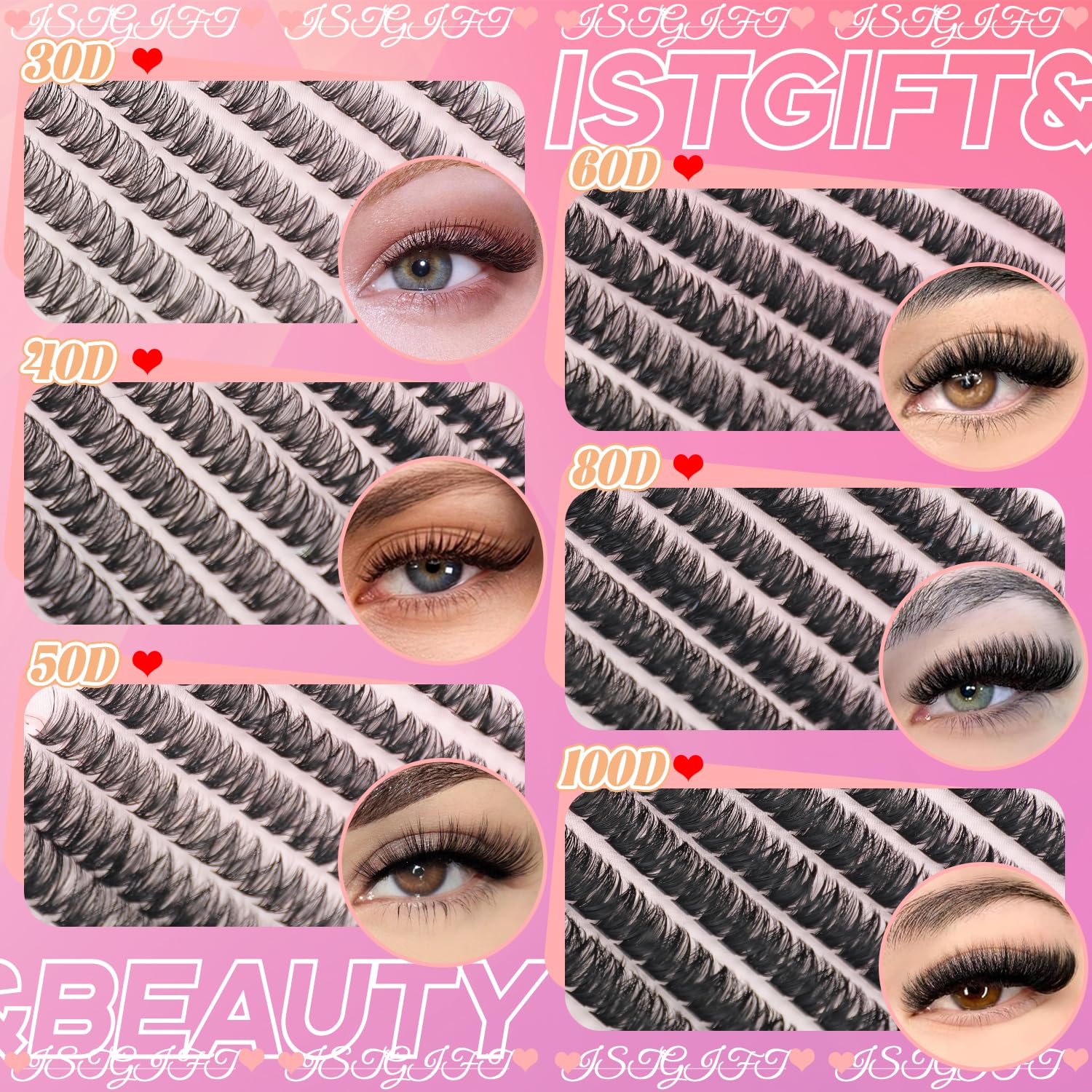 ISTGIFT Lash Clusters Kit – 590 Pcs, 9-18mm D Curl Wispy Lashes