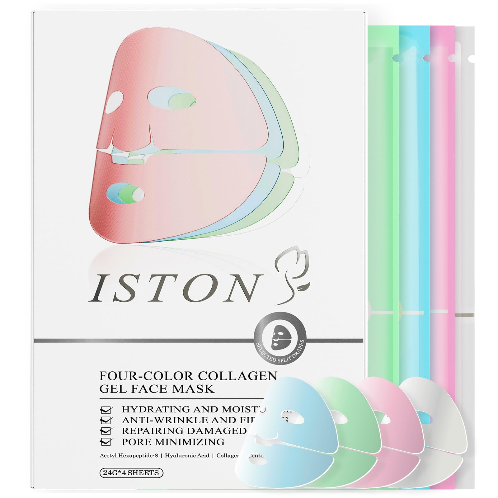 ISTON 4-in-1 Bio-Collagen Real Deep Mask Set – Deep Hydration, Firmness & Soothe for All Skin Types