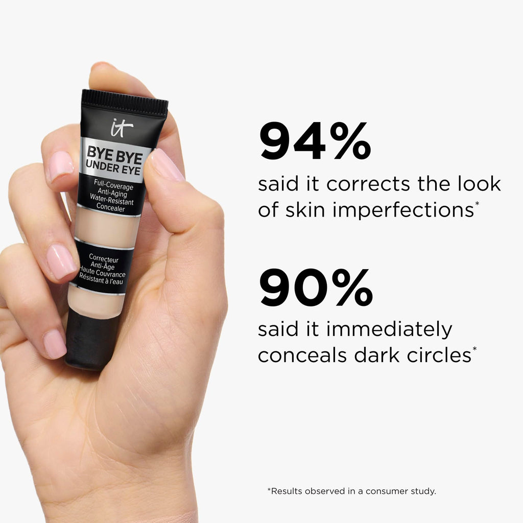 IT Cosmetics Bye Bye Under Eye Concealer (Medium Nude) – Water-Resistant, Full Coverage, 24H Wear
