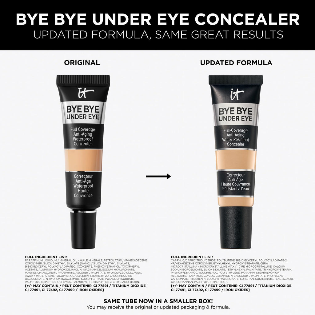 IT Cosmetics Bye Bye Under Eye Concealer (Medium Nude) – Water-Resistant, Full Coverage, 24H Wear