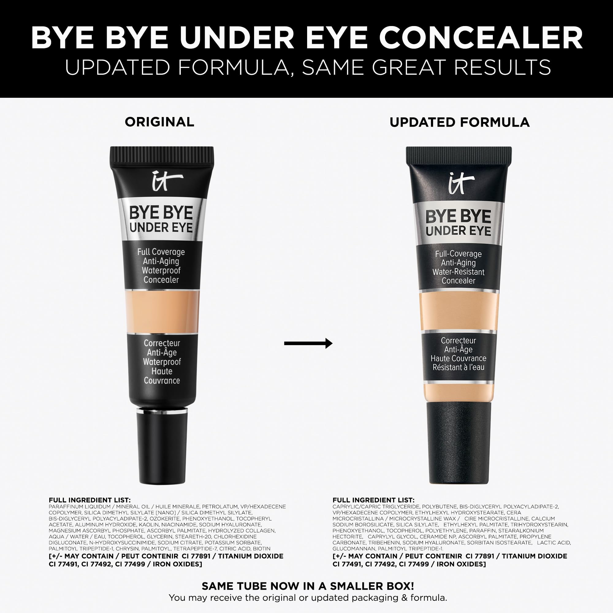 IT Cosmetics Bye Bye Under Eye Concealer (Medium Nude) – Water-Resistant, Full Coverage, 24H Wear