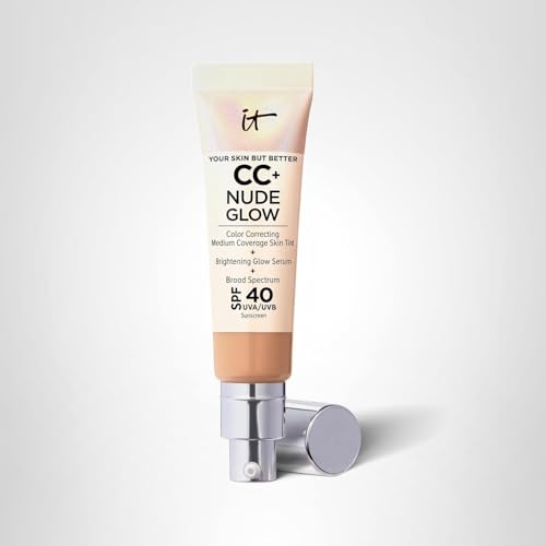 IT Cosmetics CC+ Nude Glow (Medium Tan) – SPF 40 Brightening Skin Tint with Niacinamide & Hyaluronic Acid | 1.08 fl oz