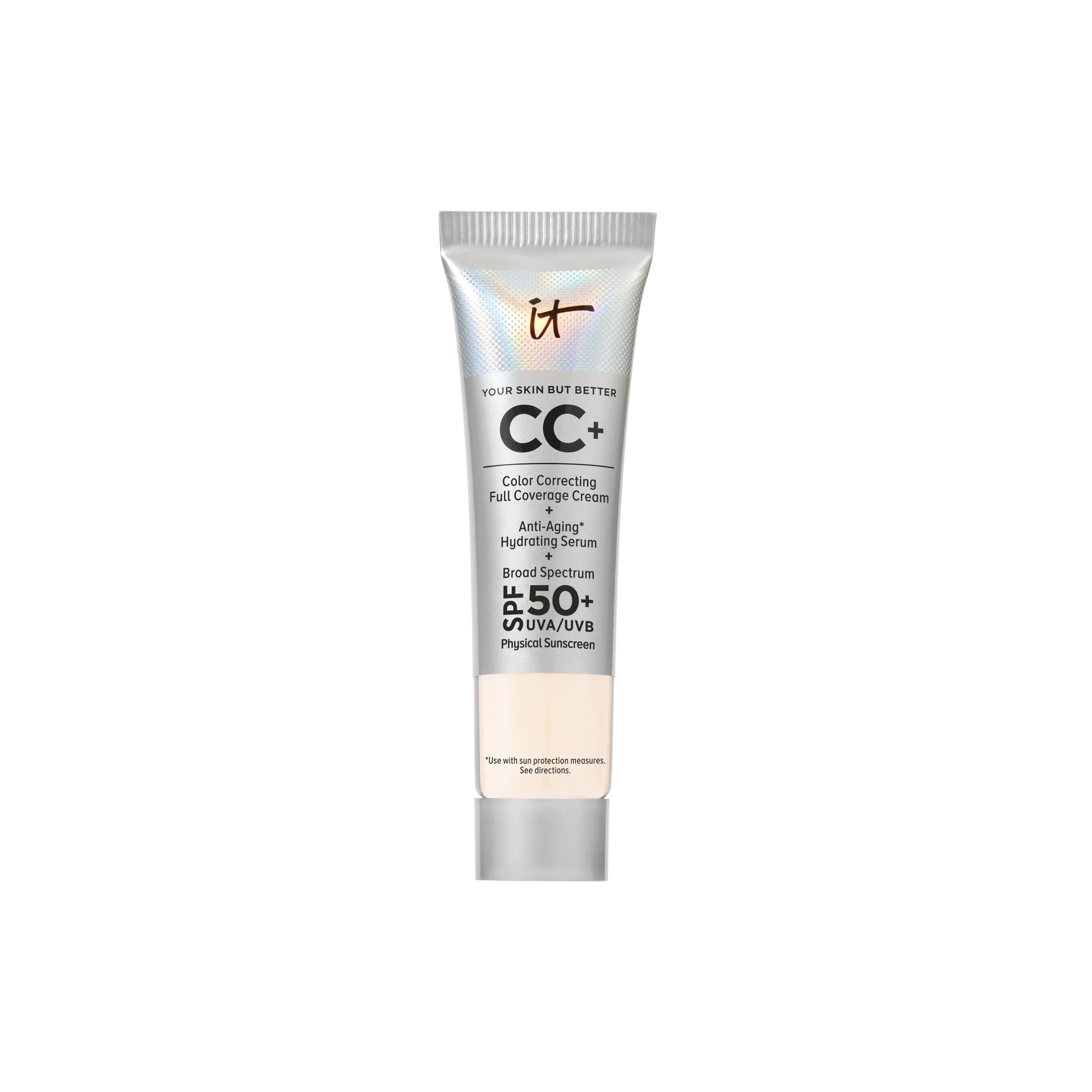IT Cosmetics CC+ Cream Travel (Fair Porcelain) – SPF 50+ Full Coverage Foundation & Hydrating Serum
