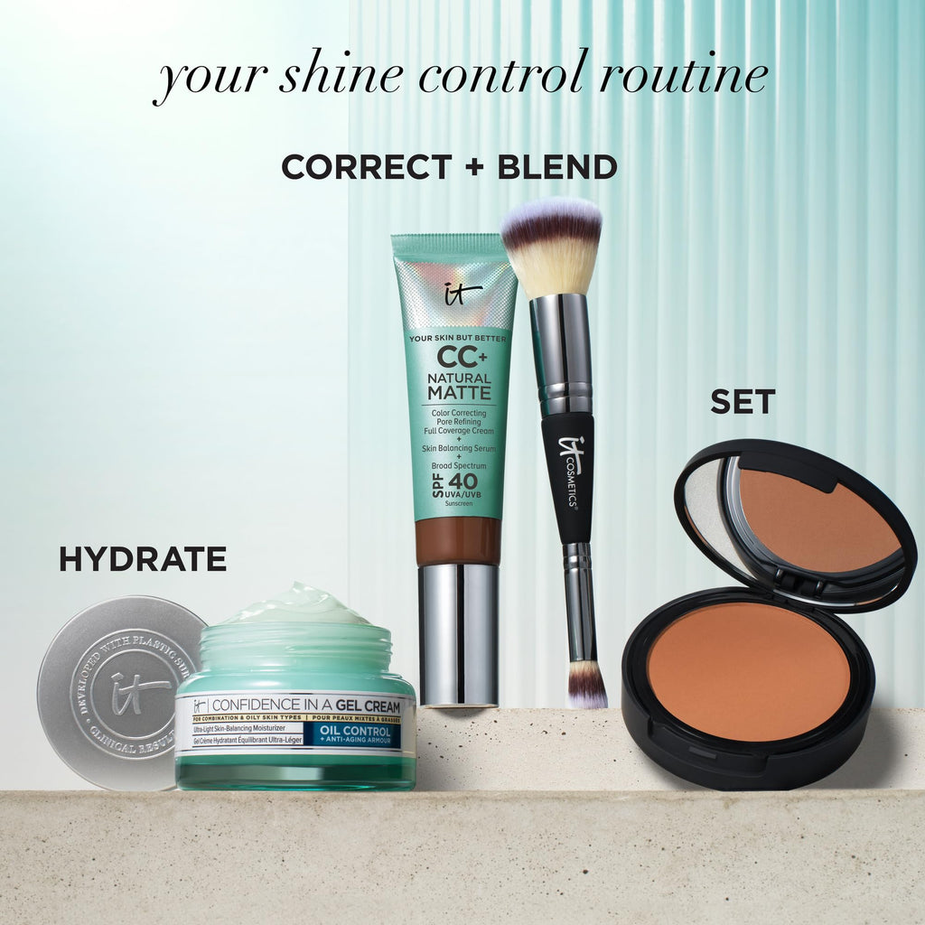IT Cosmetics CC+ Cream Natural Matte Fair Porcelain — SPF 40, 16HR Shine Control, Pore-Blur, Noncomedogenic