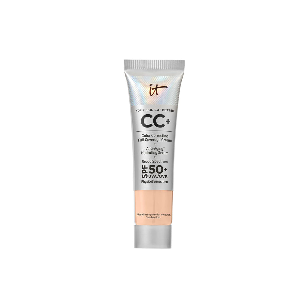 IT Cosmetics CC+ Cream Travel (Light Neutral) – SPF 50+ Full Coverage Foundation & Anti-Aging Serum | 0.4 fl oz