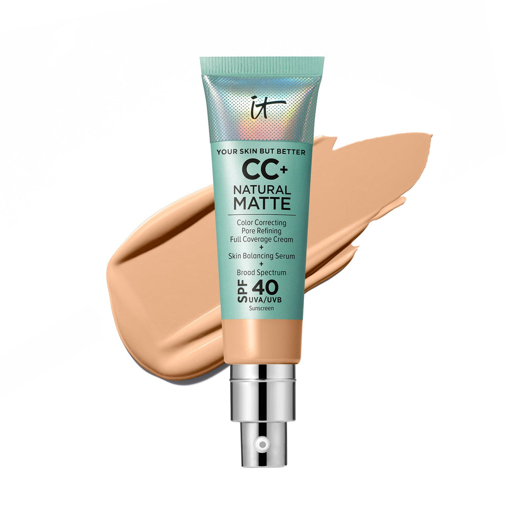 IT Cosmetics CC+ Cream Natural Matte (Medium) – Full Coverage Foundation with SPF 40