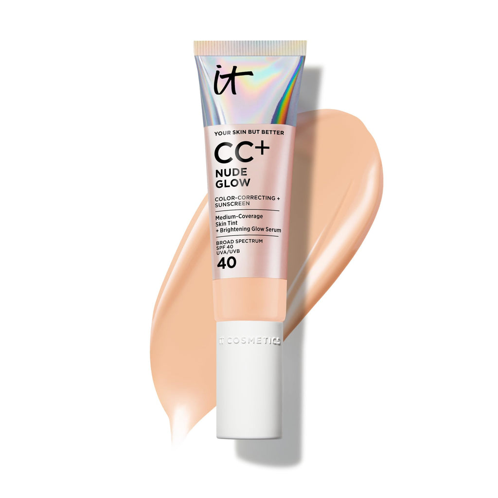 IT Cosmetics CC+ Nude Glow (Light Medium) — SPF 40 Skin Tint with Brightening Serum & 2% Niacinamide