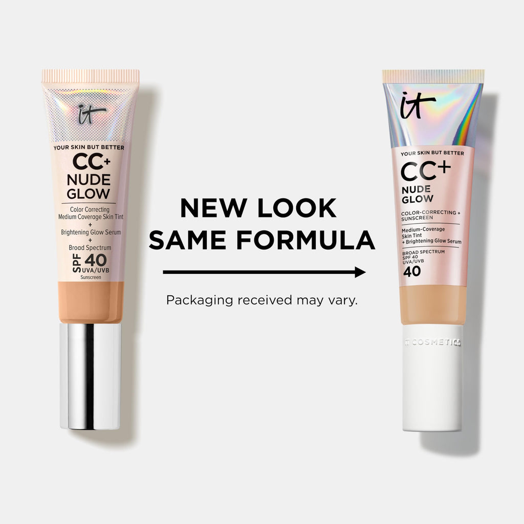 IT Cosmetics CC+ Nude Glow (Neutral Medium) – Medium Coverage Foundation with SPF 40 & Brightening Serum