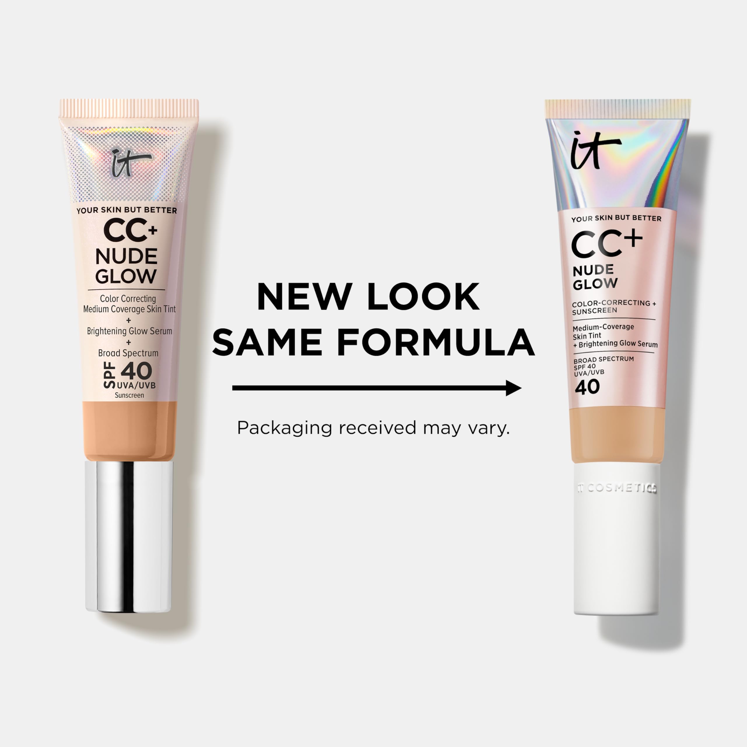 IT Cosmetics CC+ Nude Glow (Neutral Medium) – Medium Coverage Foundation with SPF 40 & Brightening Serum