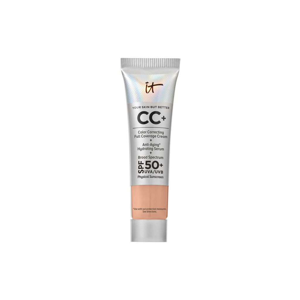 IT Cosmetics CC+ Cream Travel (Medium Cool) – SPF 50+ Full Coverage Foundation with Anti-Aging Serum | 0.4 fl oz