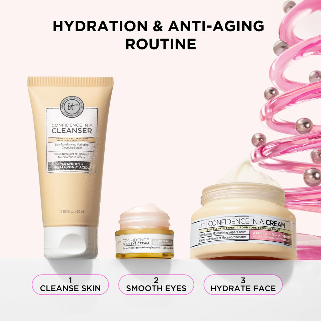 IT Cosmetics Unwrap Healthy Hydration 3-Piece Gift Set — Confidence in a Cream, Cleanser & Eye Cream