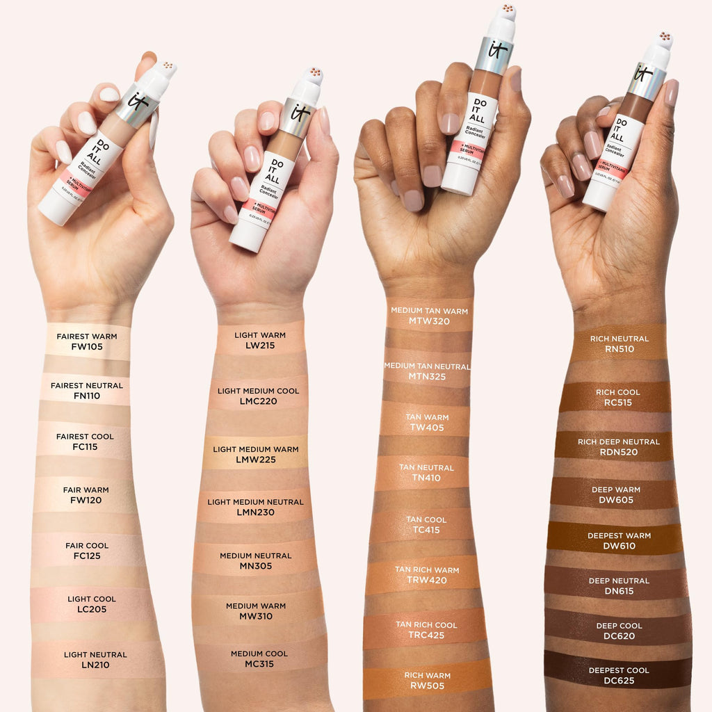 IT Cosmetics Do It All Radiant Concealer – Hydrating, Creaseless Medium Coverage (Light Cool)