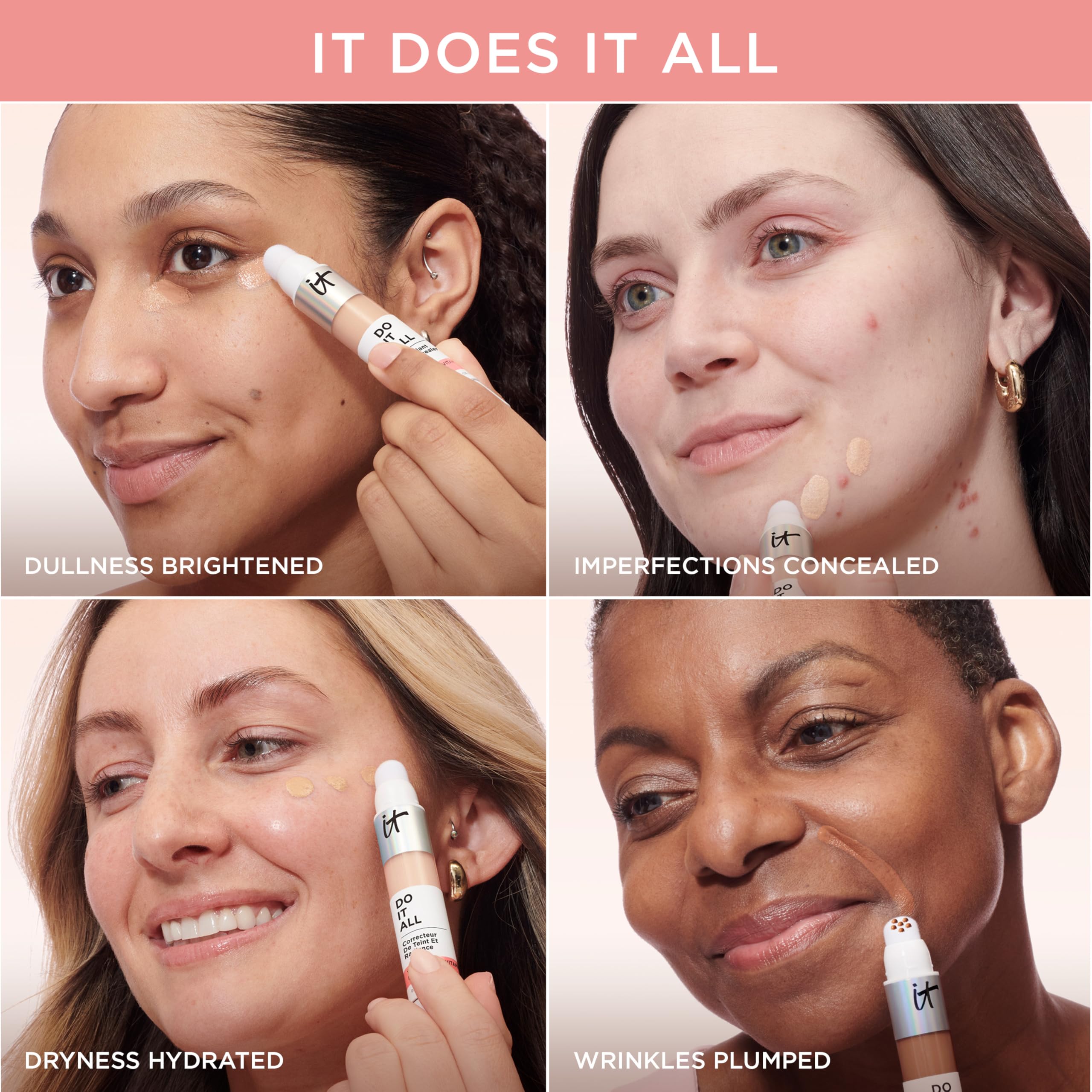 IT Cosmetics Do It All Radiant Concealer – Hydrate, Brighten, Creaseless Medium Coverage (Tan Cool) – 0.2 fl oz