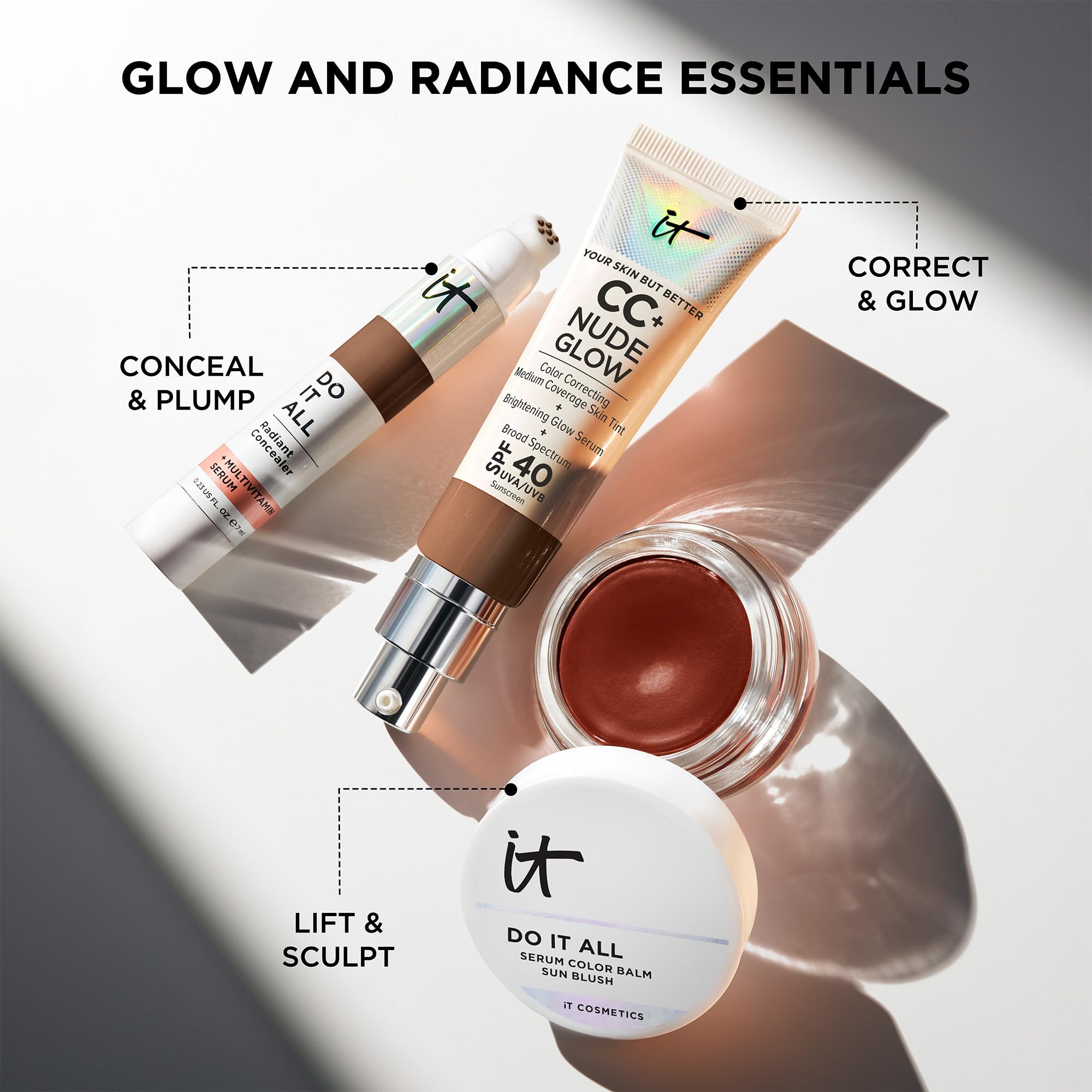 IT Cosmetics Do It All Serum Color Balm Sun Rush – Blendable Blush & Bronzer, 24HR Hydration