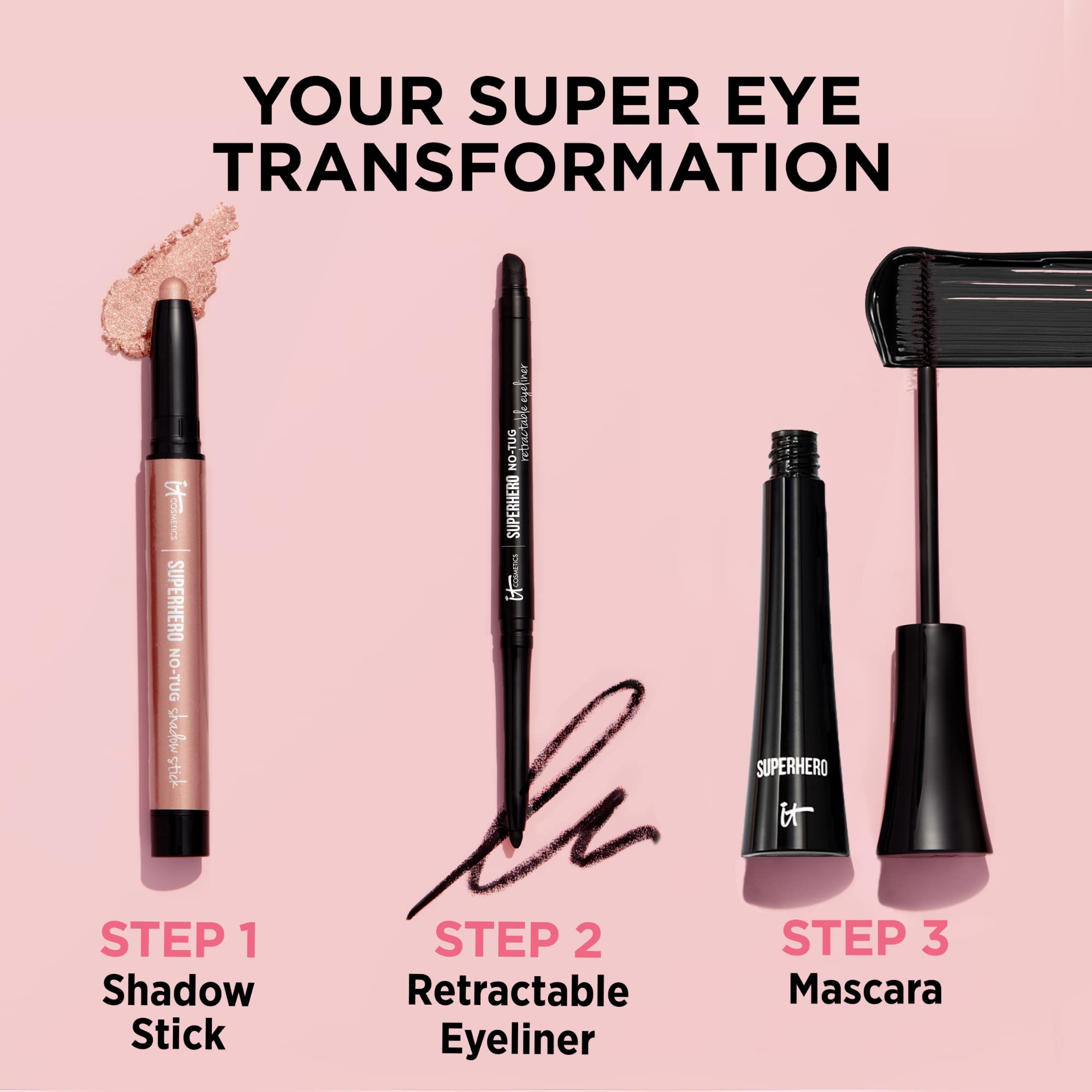 IT Cosmetics Superhero No-Tug Retractable Eyeliner – Brown, Waterproof, All-Day Wear