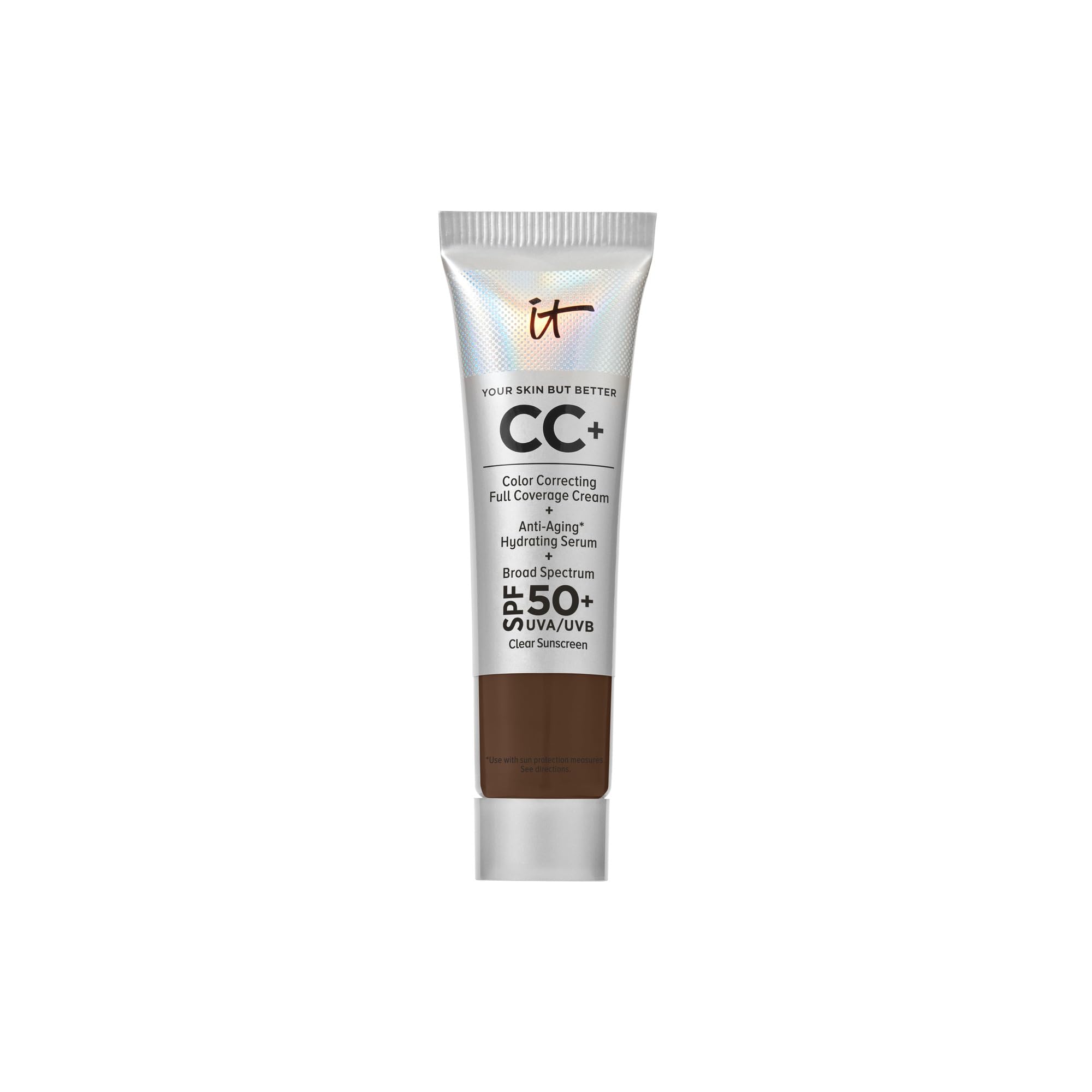 IT Cosmetics CC+ Cream Travel Deep Cool – SPF 50+ Full Coverage Foundation & Anti-Aging Hydrating Serum