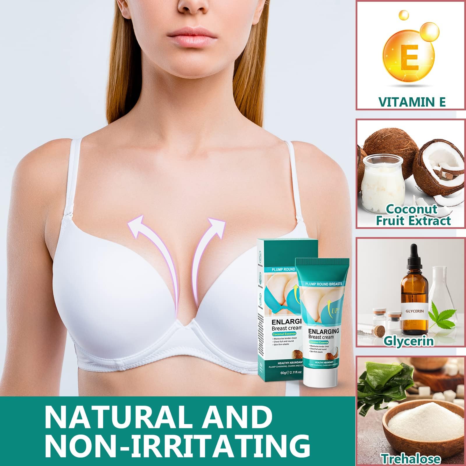 ITECFREELY Breast Enhancement Cream - Natural Firming, Lifting, Plumping (2.11 oz)