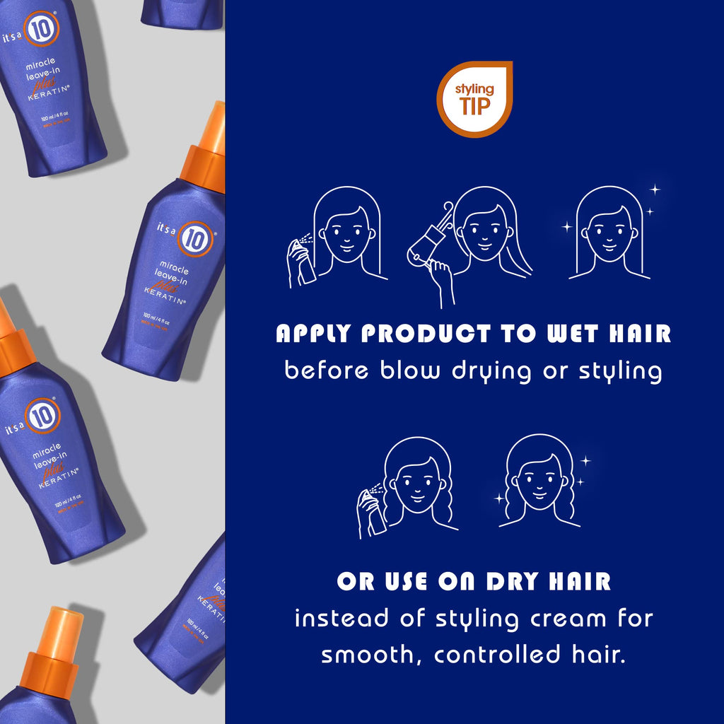 It's a 10 Haircare Miracle Leave-In Plus Keratin Spray – Pack of 4, 4 fl oz each