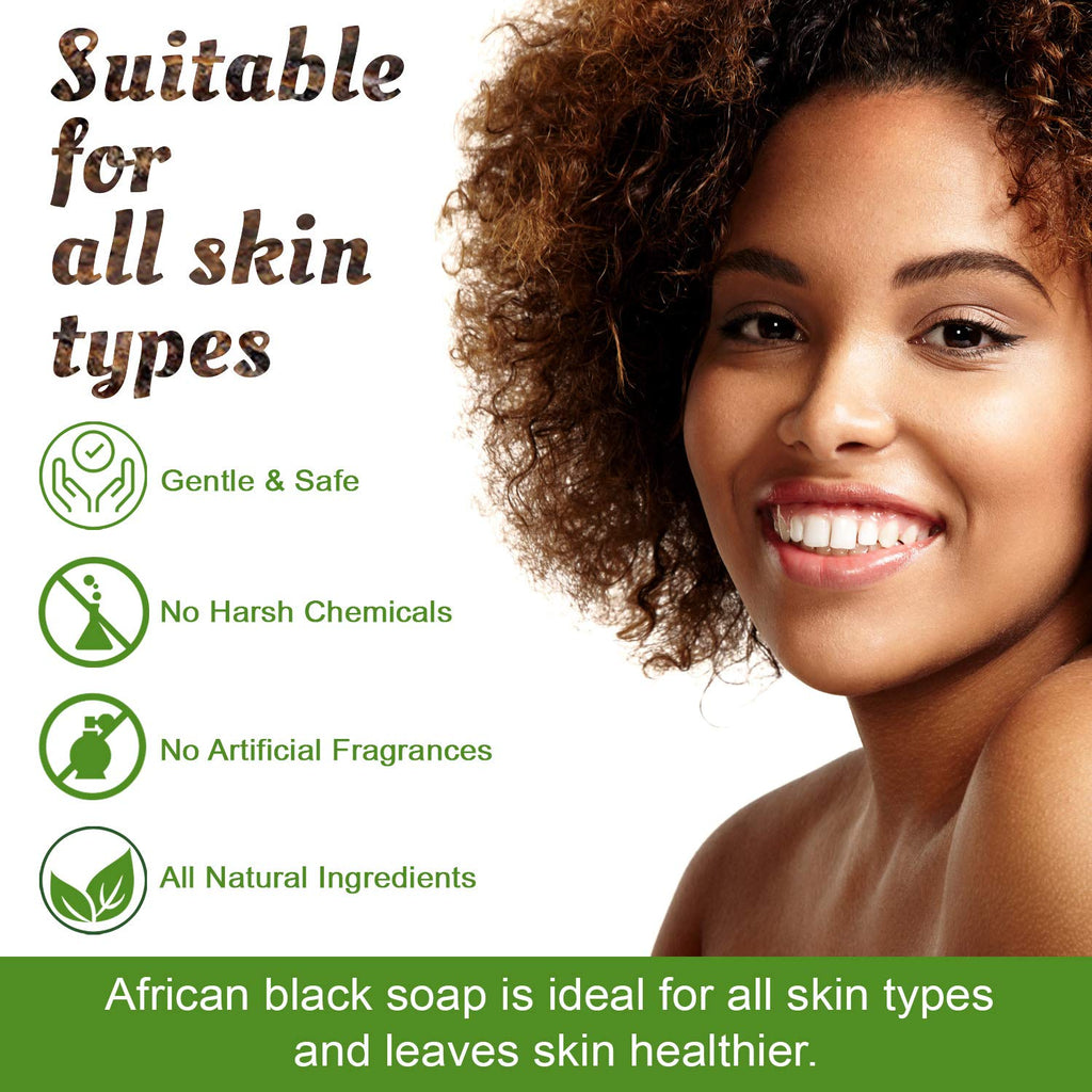 It's Pure Natural African Black Soap Bars with Peppermint Oil (Pack of 3) – Organic Raw Soap for Face & Body