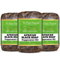 It's Pure Natural African Black Soap Bars with Peppermint Oil (Pack of 3) – Organic Raw Soap for Face & Body