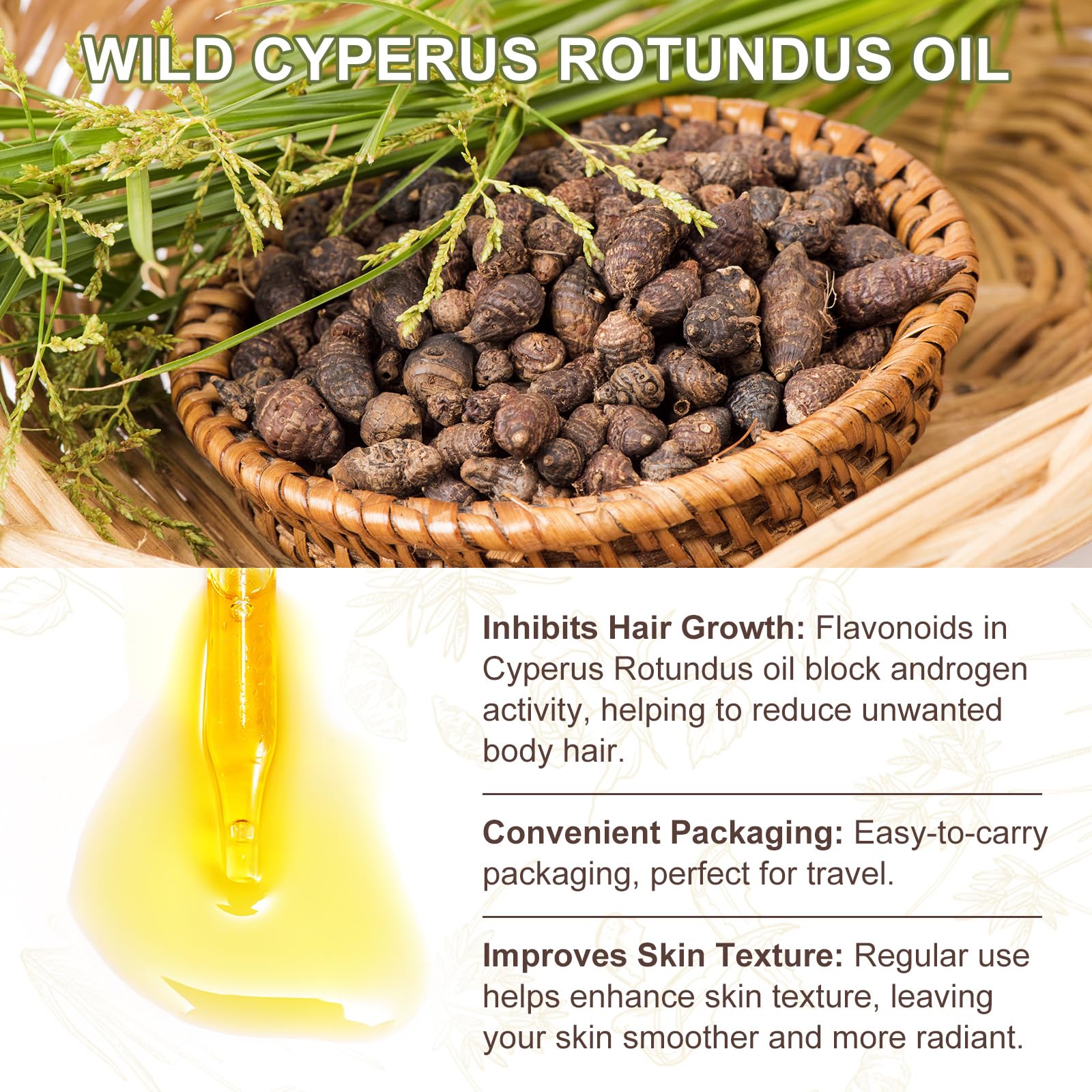 ITSDAWN Cyperus Rotundus Oil for Hair Removal – Smooth Skin, Gentle Moisturizer, 2.02 fl oz