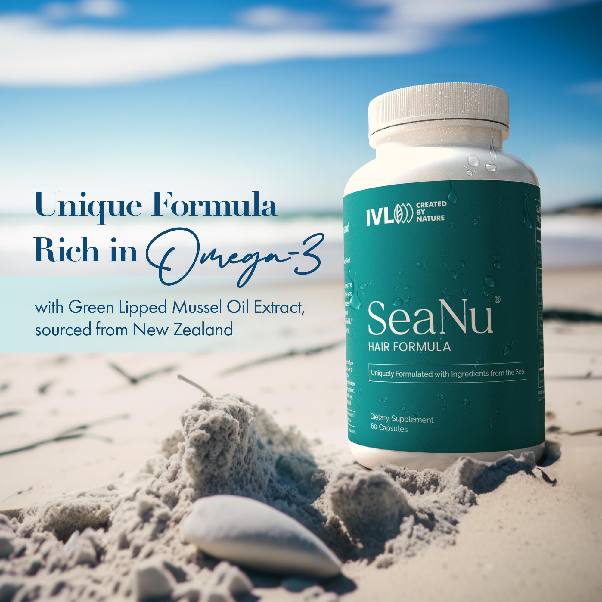 IVL SeaNu Hair Vitamins – Hair Strength, Thickness & Growth Support (3 Pack)