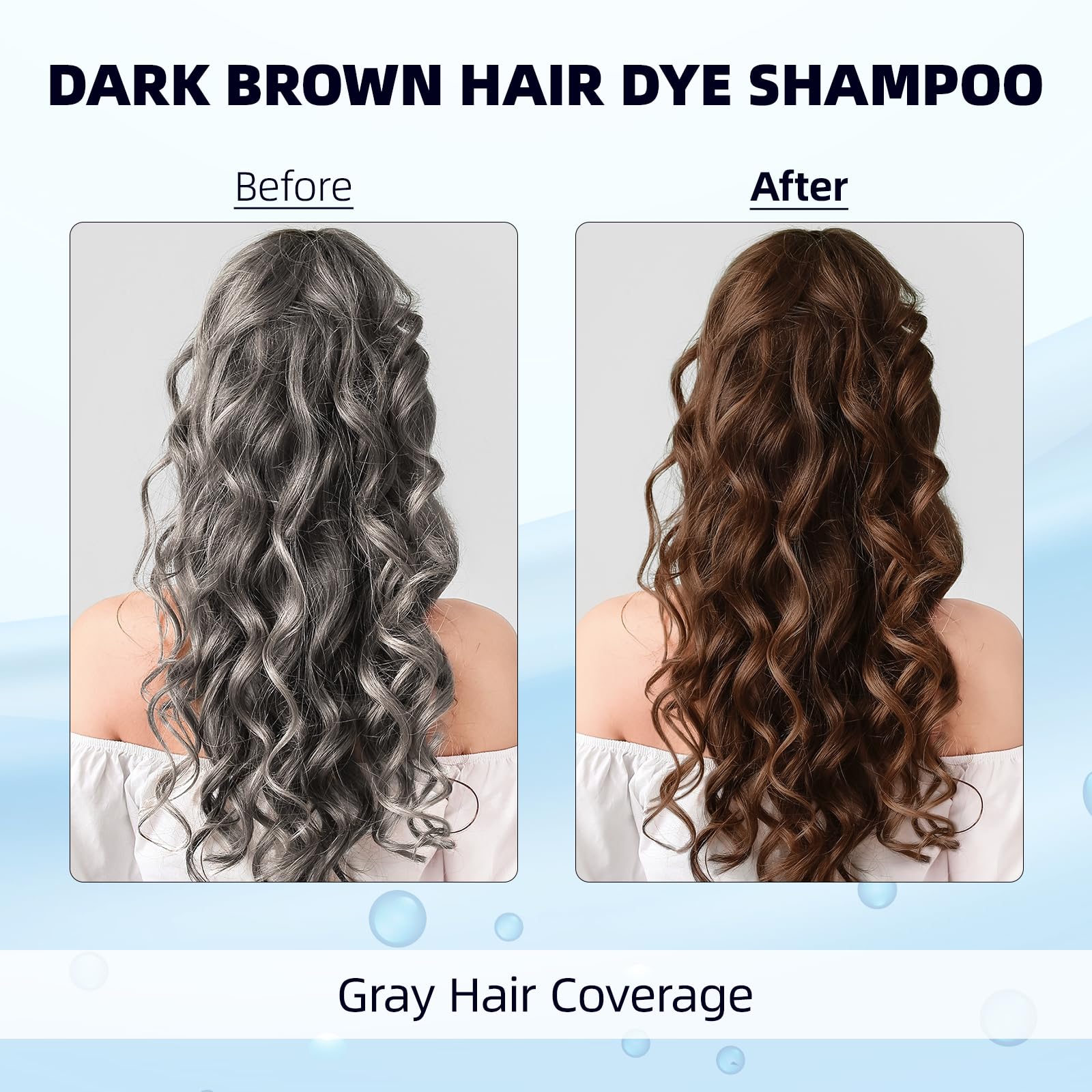 Ivnil Dark Brown Hair Dye Shampoo 3-in-1 for Gray Coverage | Quick Color for Women & Men
