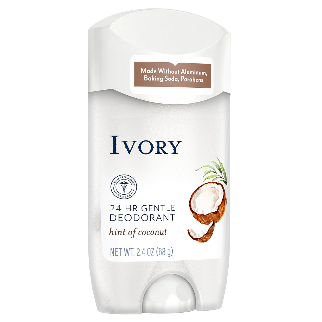 Ivory Aluminum-Free Deodorant with Hint of Aloe — 24h Odor Protection, Pack of 6