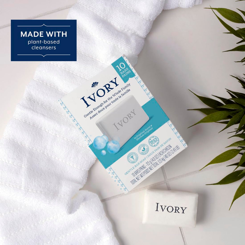 Ivory Original Bar Soap – 20 Bars (4 oz Each) | Pure, Dye-Free Clean for the Whole Family