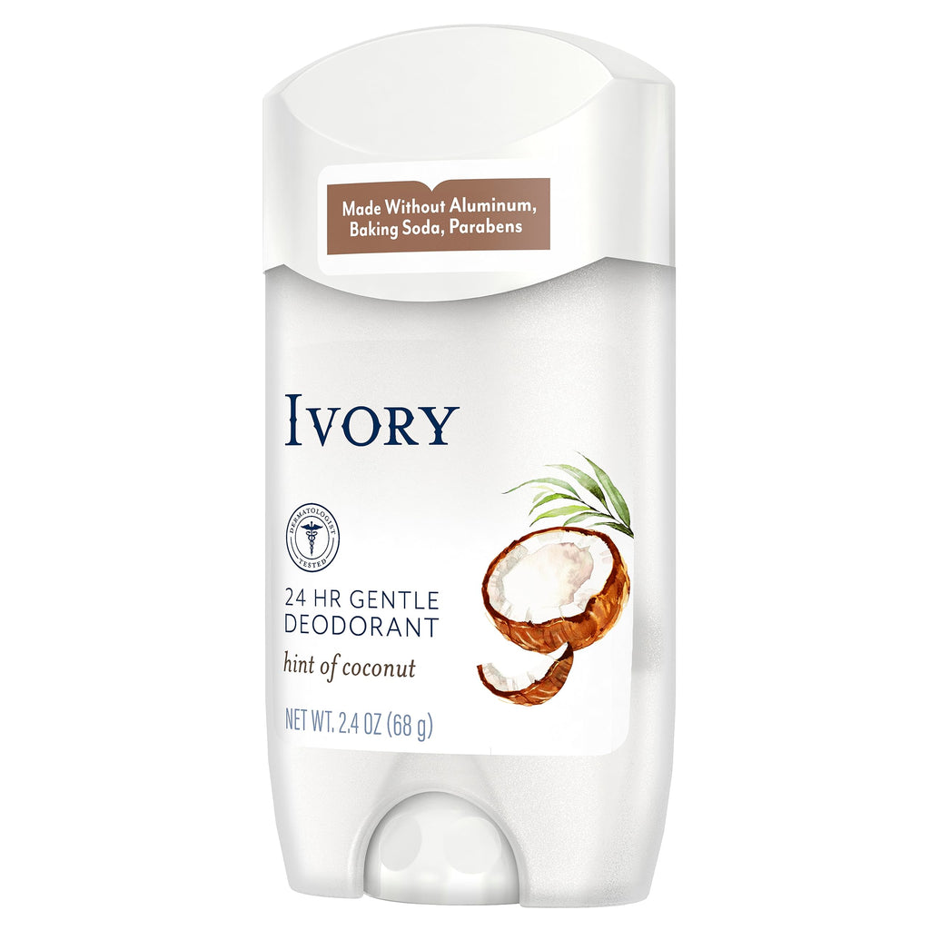 Ivory Aluminum-Free Deodorant with Hint of Aloe — 24h Odor Protection, Pack of 6