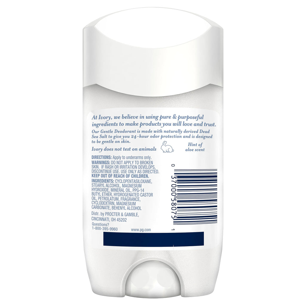 Ivory Aluminum Free Deodorant with Hint of Coconut — 24-Hour Gentle Odor Protection, 6-Pack