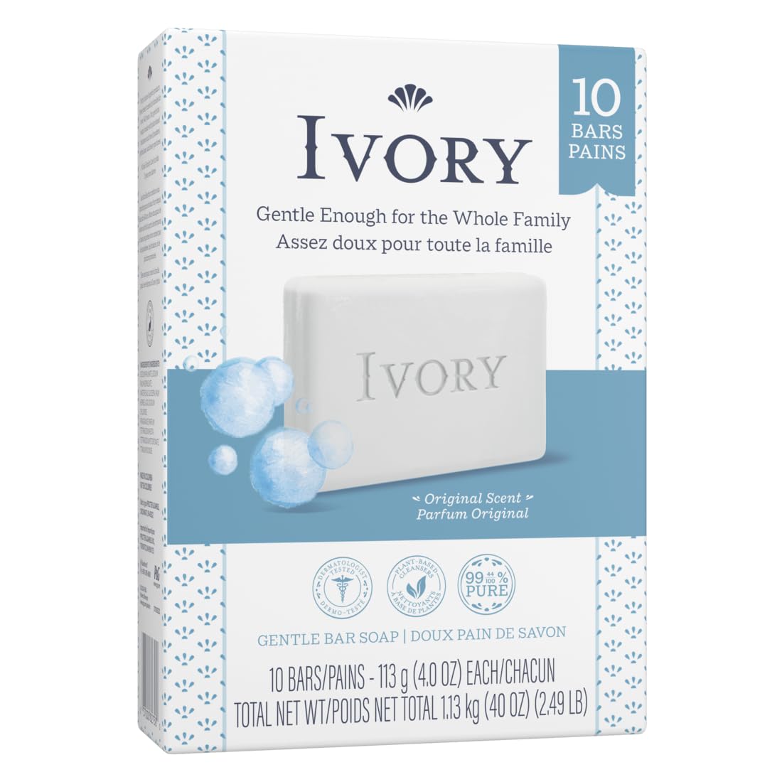 Ivory Original Bar Soap – 20 Bars (4 oz Each) | Pure, Dye-Free Clean for the Whole Family