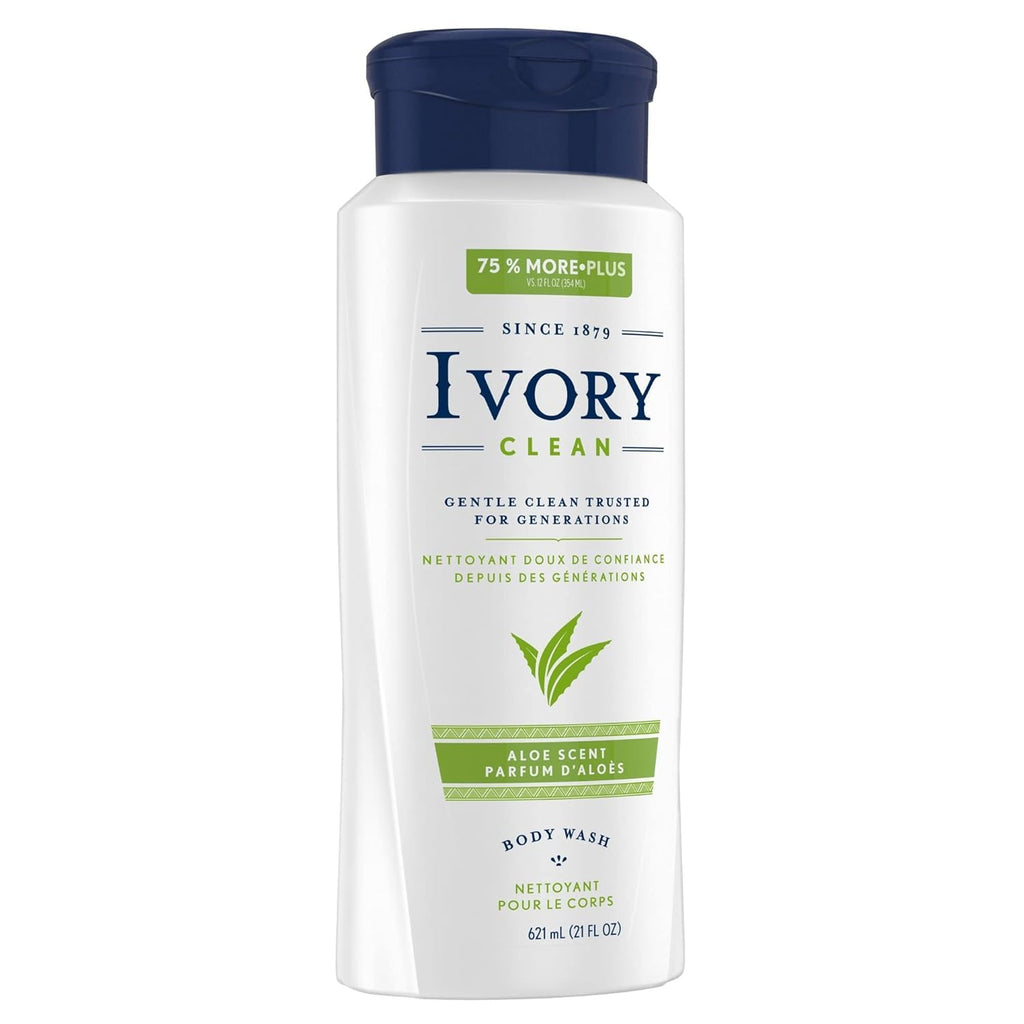 Ivory Aloe Scented Body Wash – 21 oz (Pack of 3) | Gentle, Dye-Free