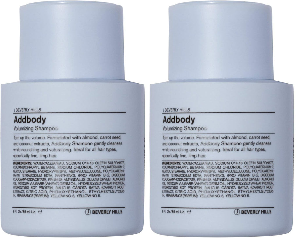J Beverly Hills Blue Addbody Volumizing Shampoo with Vitamin E Oil, 3 Oz (Pack of 2)