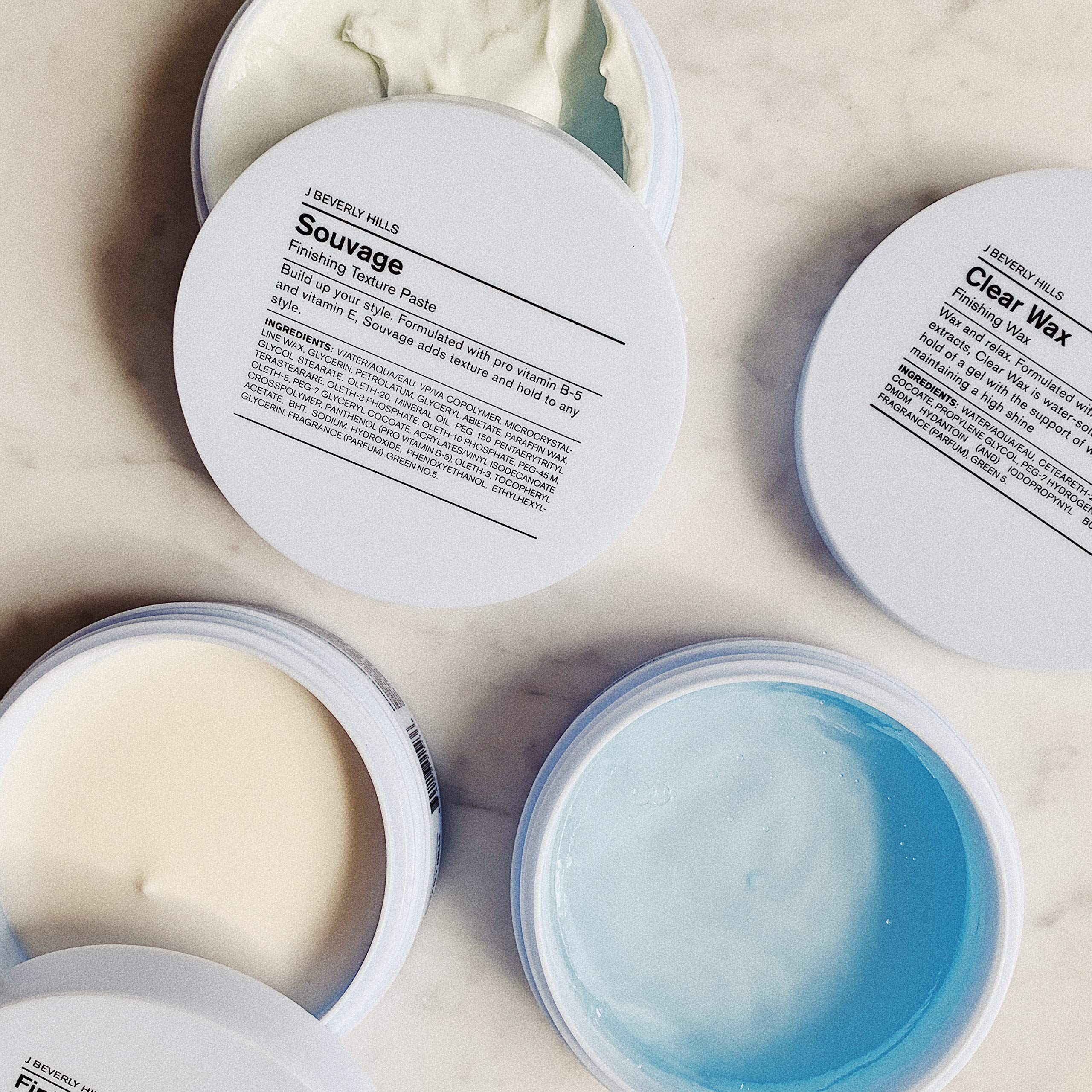 J Beverly Hills Blue Souvage Finishing Texture Paste – Flexible Hold, Pro-Vitamin B5 & Vitamin E (2.5 oz)