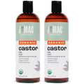 J Mac Botanicals Organic Castor Oil, Cold-Pressed (32 oz) – Two 16 oz Bottles, Hexane-Free for Face, Skin, Eyelashes