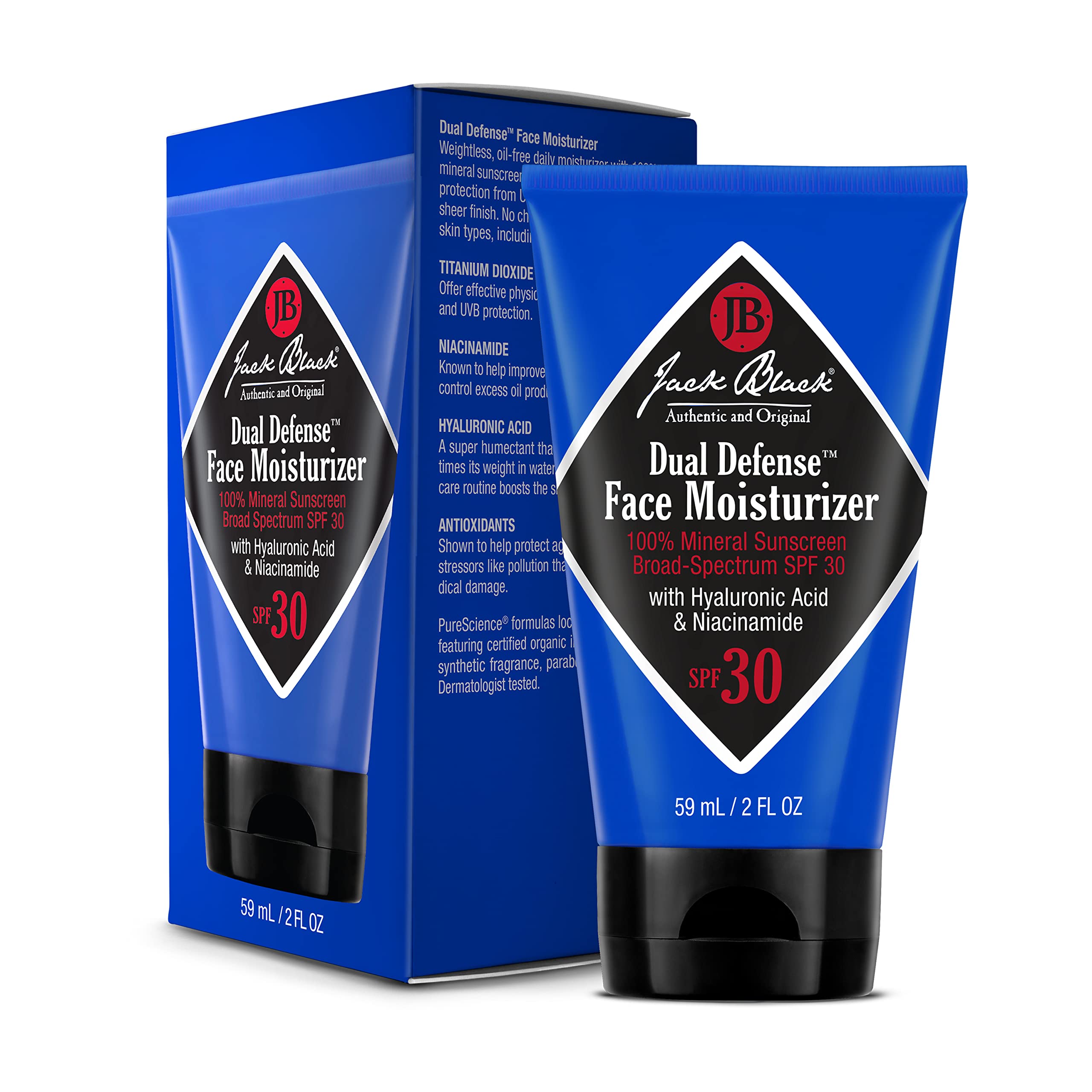 Jack Black Dual Defense Facial Moisturizer SPF 30 – Mineral, Weightless Hydration