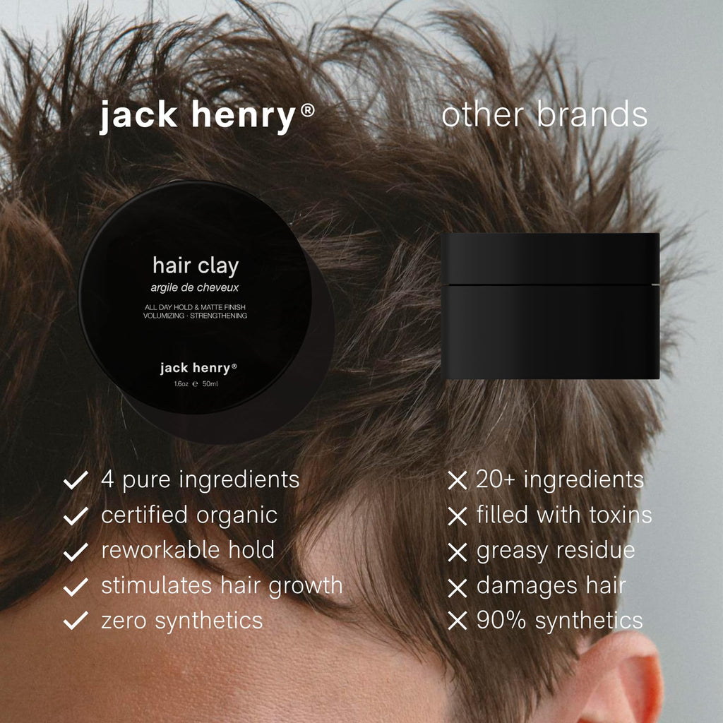 Jack Henry Premium Hair Clay for Men – Matte Finish, All-Day Hold (1.6 oz)
