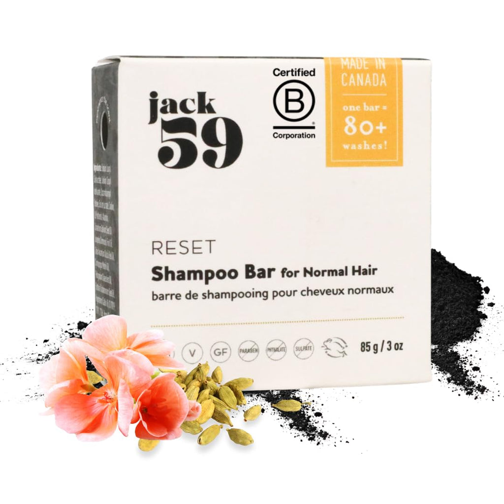 Jack59 All Natural Shampoo Bar for Fine & Normal Hair with Activated Charcoal | Detox, Scalp Care & Volume (3 oz)
