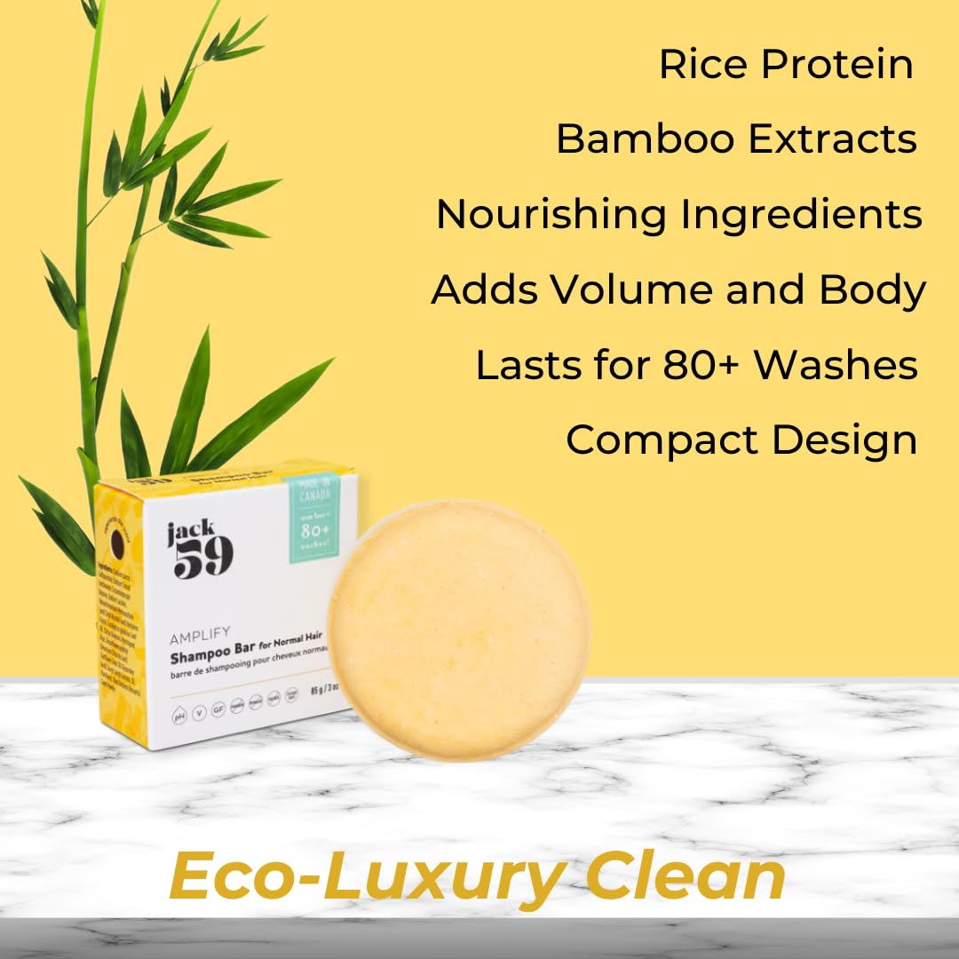 Jack59 All Natural Shampoo Bar for Normal Hair (3oz) | Volume, Shine & Static Reduction