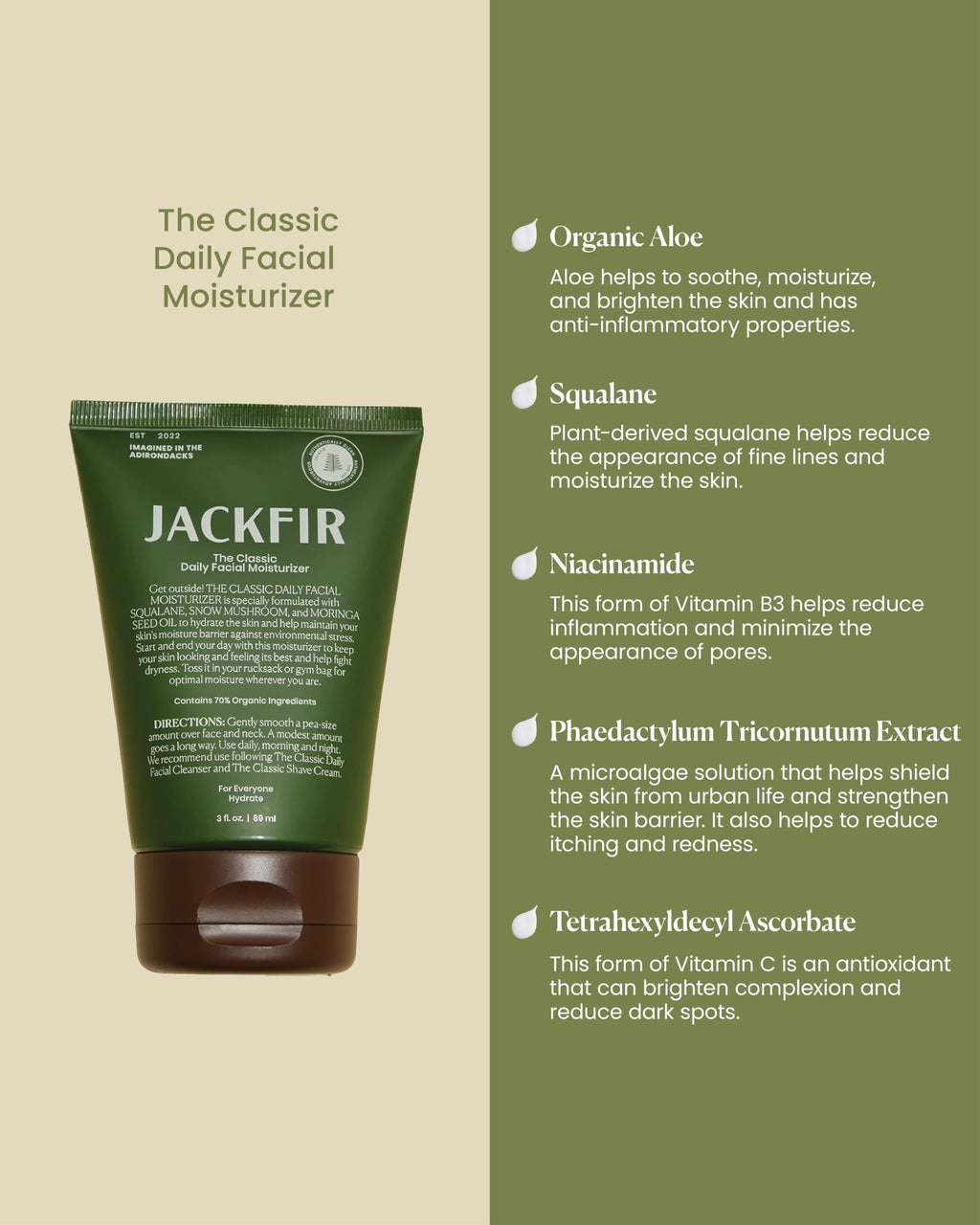 Jackfir The Classic Daily Facial Moisturizer – Organic, EWG Verified Face Cream for All Skin Types
