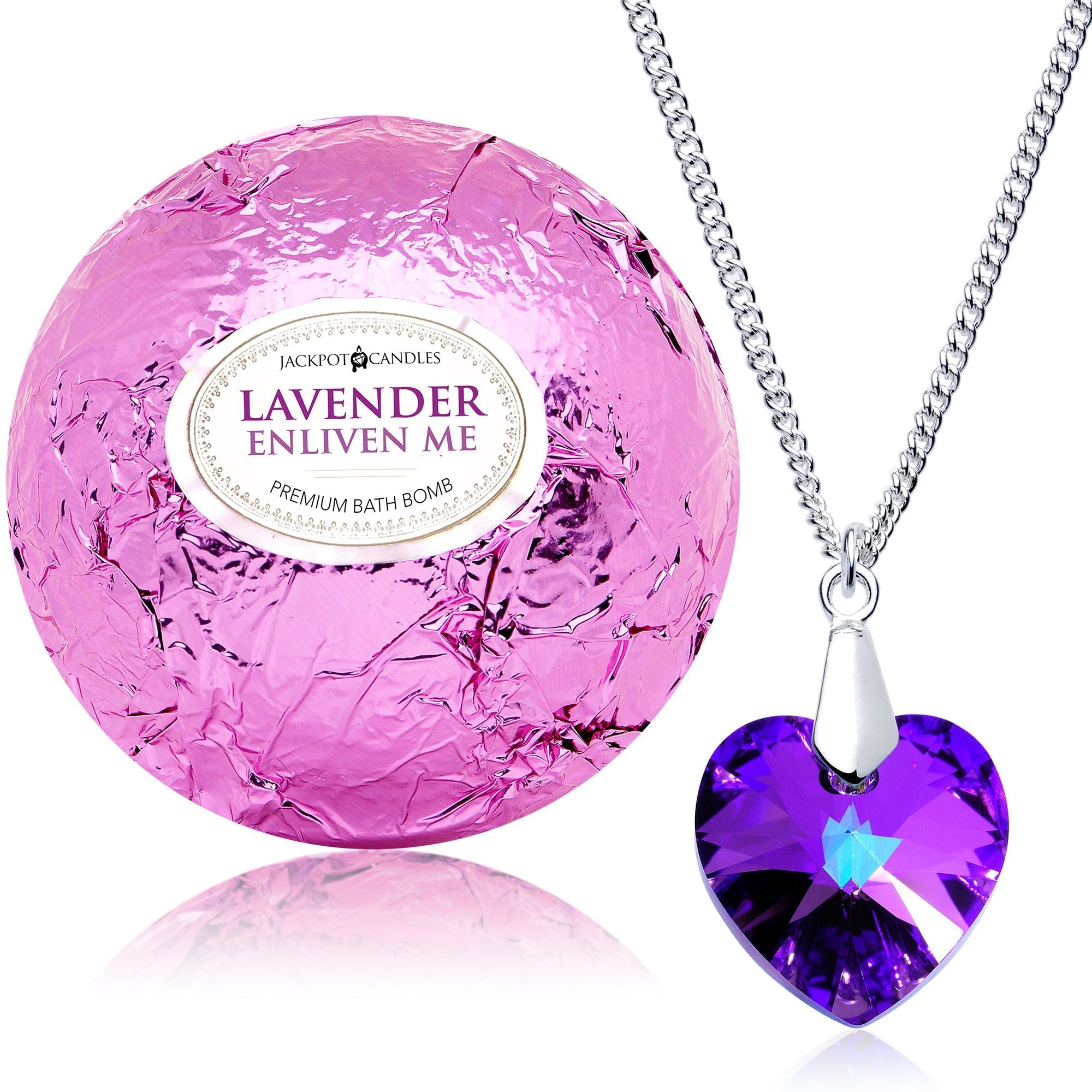 Enliven Me Lavender Bath Bomb with Necklace – Extra Large 10 oz, Made in USA | Jackpot Candles